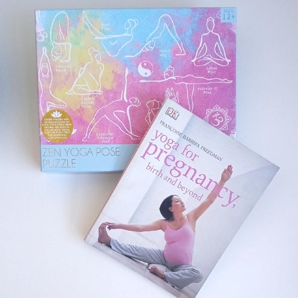 Zen Yoga Pose Puzzle and Yoga for Pregnancy Book Bundle